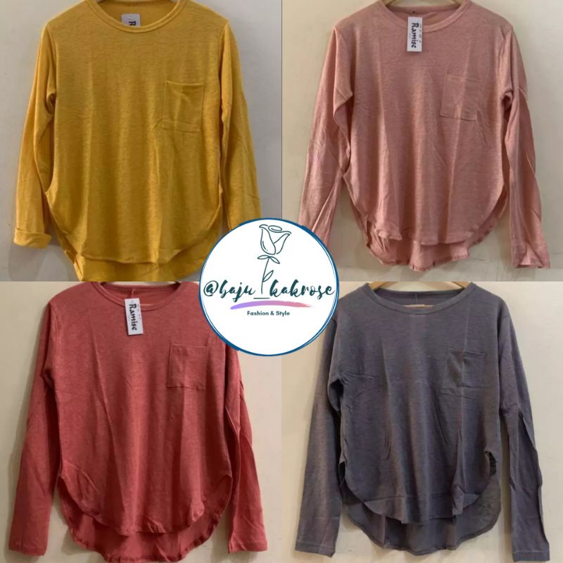 Kaos Oblong Oval Lengan Panjang / Kaos Adem / Kaos Wanita Lengan Panjang/ Kaos Polos / Blus Adem