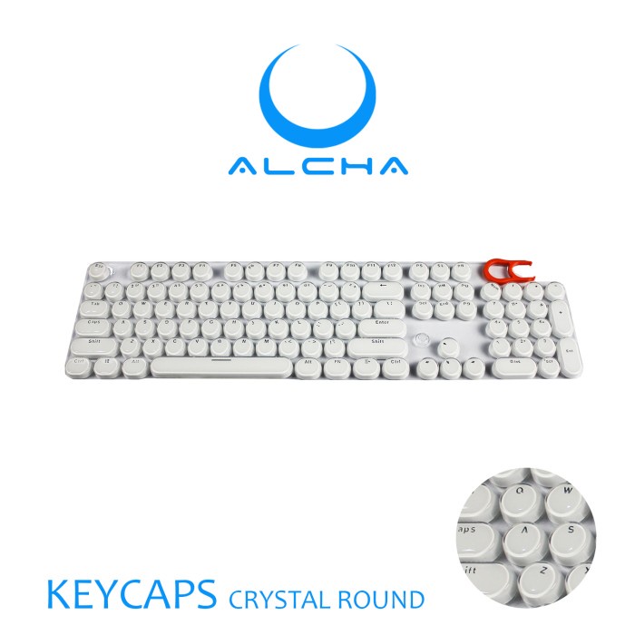 ALCHA KEYCAPS CRYSTAL ROUND BACKLIT OEM PROFILE WHITE / PUTIH - RANDOM