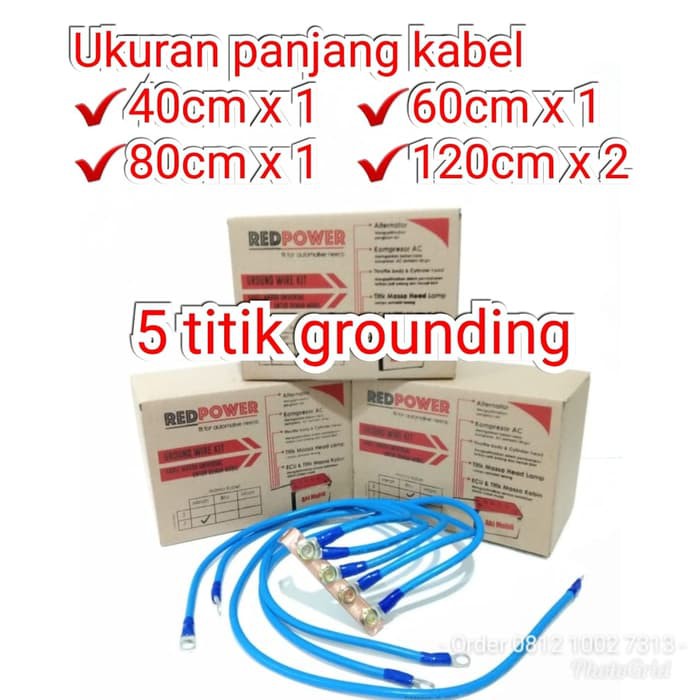 Redpower PREMIUM Kabel Ground Mobil 5 Titik Grounding