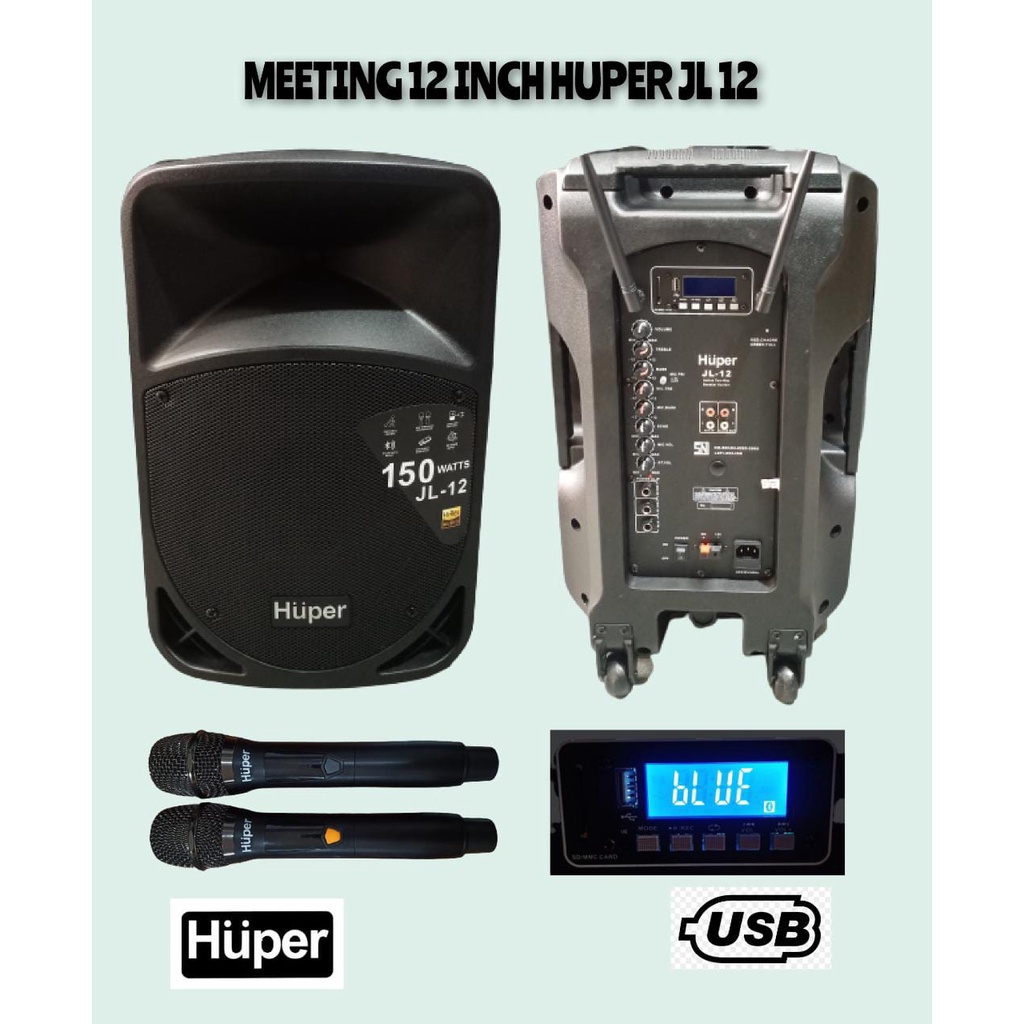 SPEAKER AKTIF 12 INCH HUPER JL 12 MEETING PORTABLE SPEAKER HUPER JL-12 ORIGINAL USB BLUETOOTH