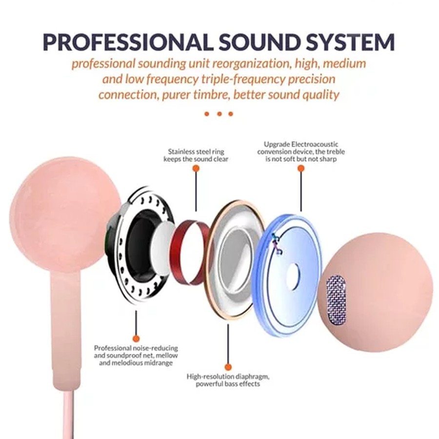 Headset U19 Macaron Matte Colorfull Hifi Stereo Extra Bass Handsfree Earphone Jack 3.5mm with Mic