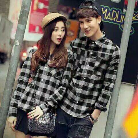 WSE390 - Kemeja Couple Kotak - Kotak Baju Couple Pasangan Kemeja Cewek Cowok Kemeja Guilen PREMIUM QUALITY