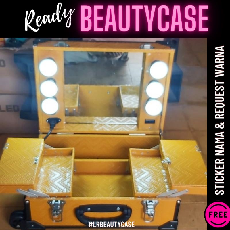 Beauty case Mini/Koper Makeup 6 Lampu 4 Rak Motif Zig Zag