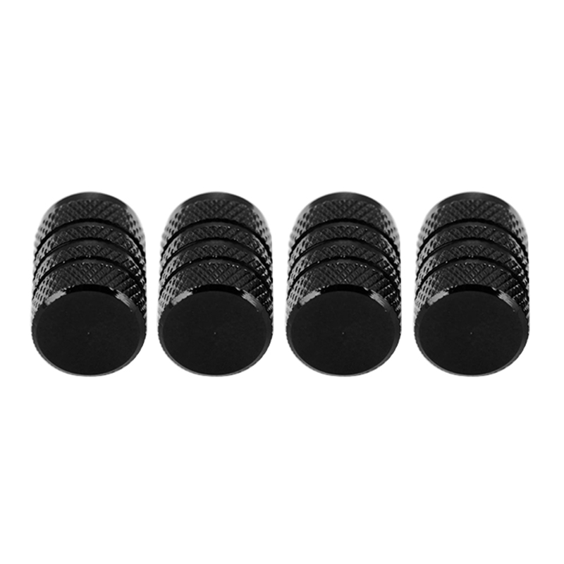 4PCs Black Durable Aluminium Alloy wheel tire valve stem caps