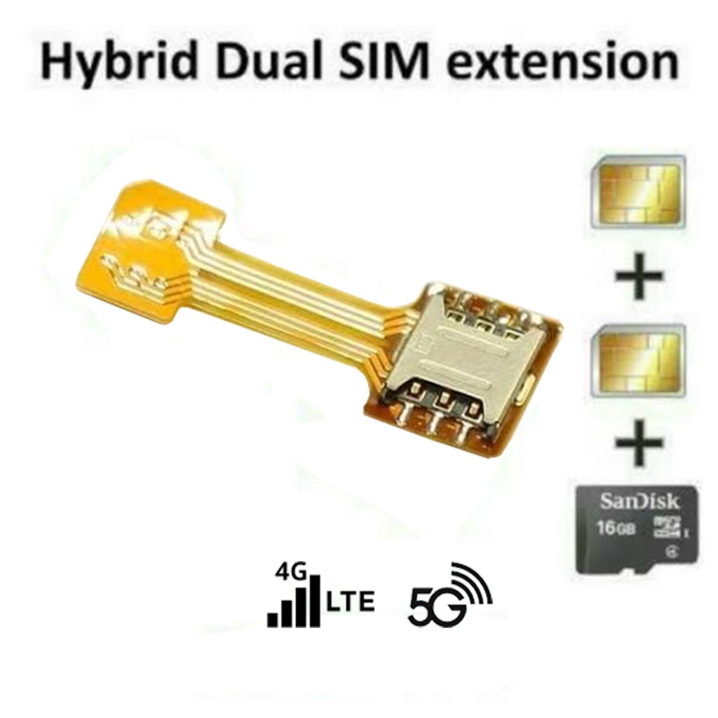 Original Hybrid Dual SIM Card + MicroSD TF Card Adapter for Android
