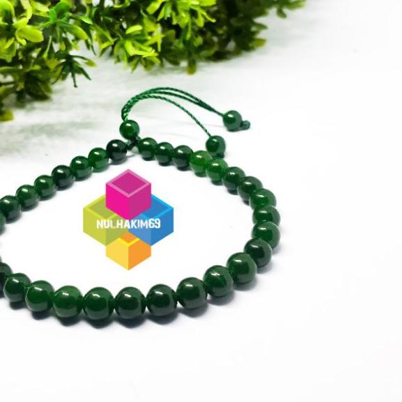 ☺ gelang tasbih batu natural giok hijau lumut 33 butir 6 mm asli ➺
