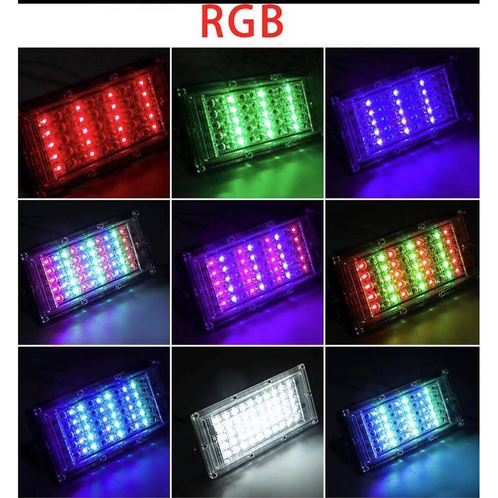 LAMPU SOROT LED RGB 50W 220V / WARNA WARNI LED SOROT REMOT 50WATT