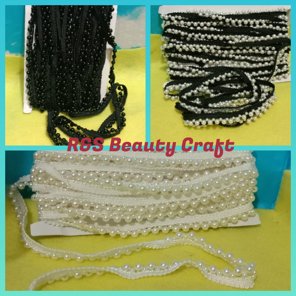 renda variasi mutiara per meter |renda mutiara manik manik-renda rantai 1,3 cm