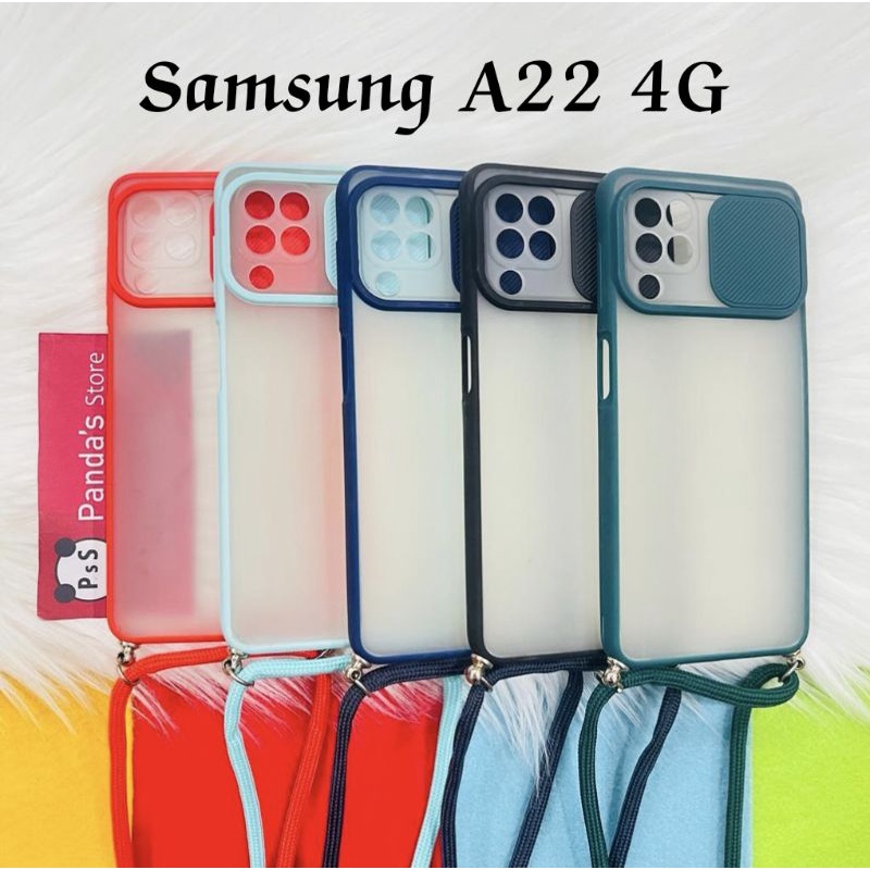 Samsung A22 4G / M22 Softcase dove sliding camera + Tali Laynard [Premium]