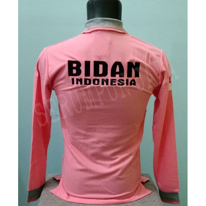 KAOS BIDAN - KAOS KERAH BIDAN PINK SALEM KOMBINASI FULL BORDIR