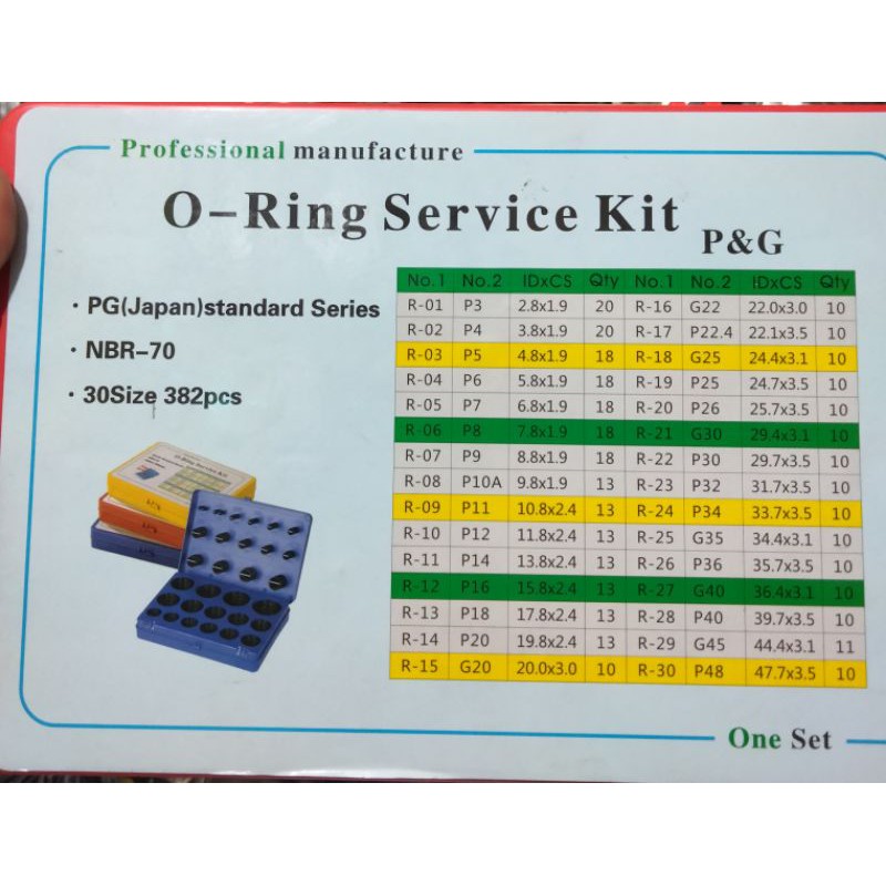 o-ring set mili  P&amp;G 30size 382pc /oring P&amp;G Mili
