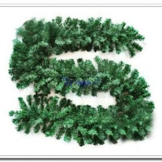 Garland Natal Daun Lilit Kawat Daun Natal Hijau Hiasan Daun Tangga