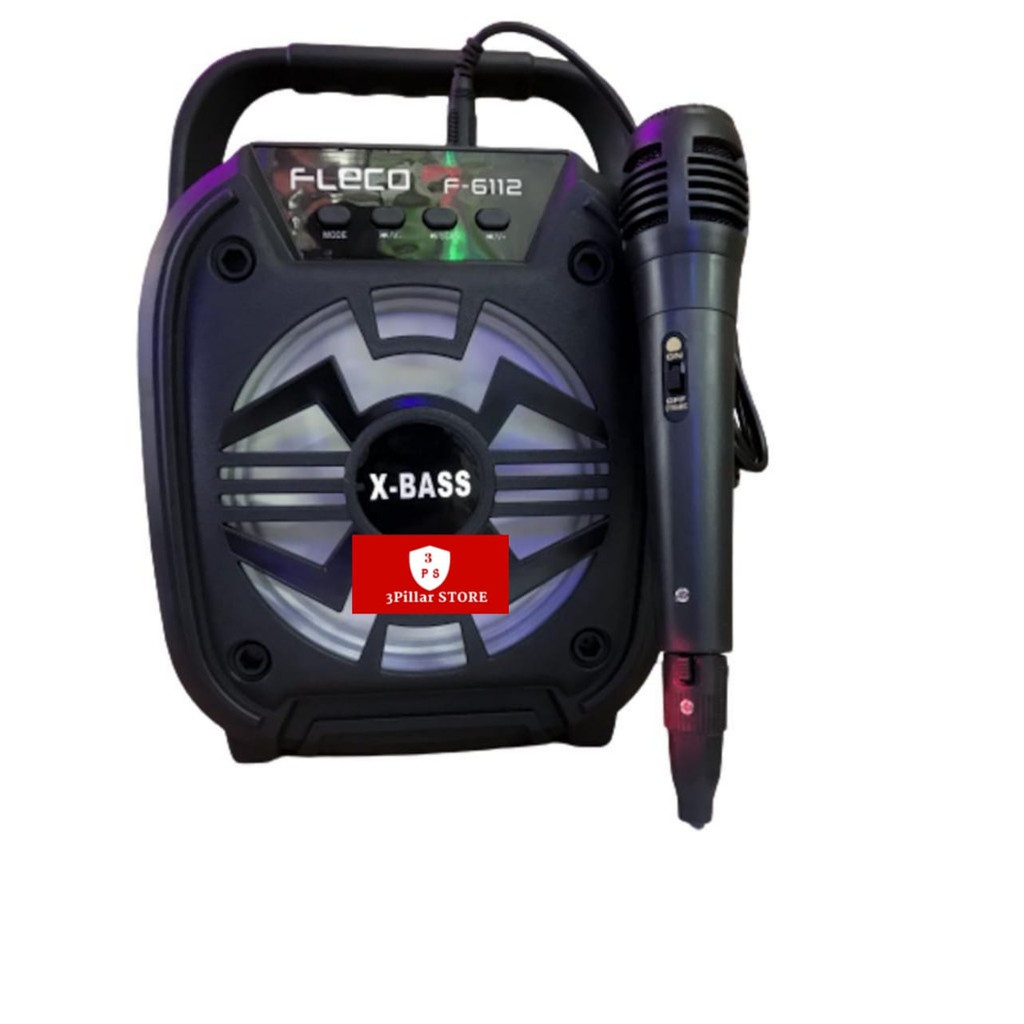Speaker Bluetooth Karaoke Fleco F-6111/F-6112 6,5 Inchi Gratis Microphone Super Bass/Salon Aktif