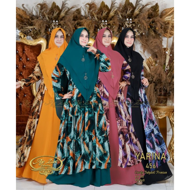YARINA Syar'i SET By Aje Zas Collection Original (Gamis+Outer Cardigan) Bestseller Kekinian Terlaris