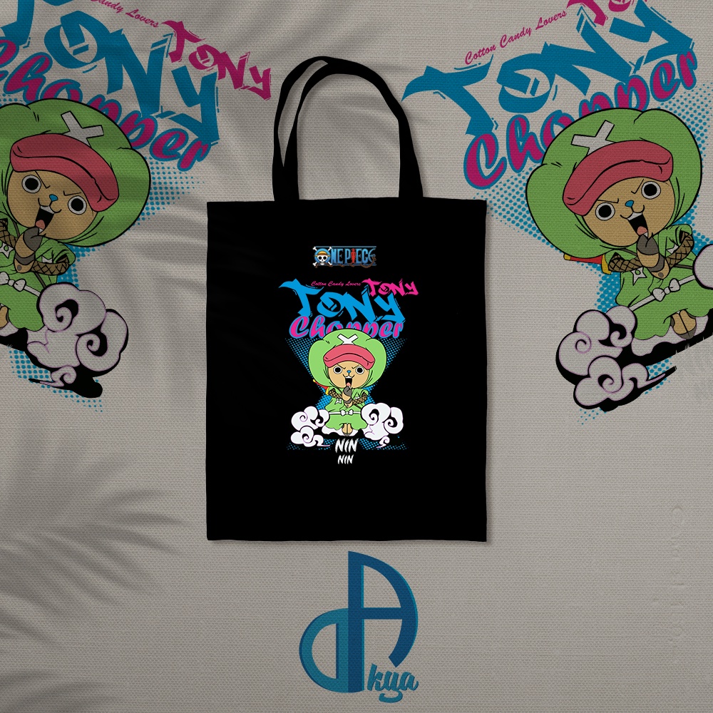 Tas tote Totebag Tas Laptop 14" inch Anime Manga One Piece Semi Canvas One Piece Tony Tony Chopper W
