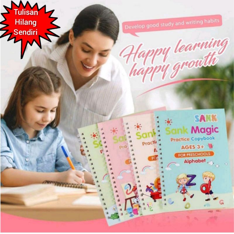 

SANK MAGIC PRACTICE COPYBOOK 4 in 1 / BUKU PANDUAN BELAJAR TK,SD / BUKU EDUKASI ANAK