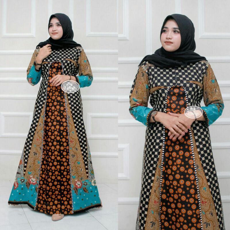 BATIK COUPLE KELUARGA sania ruffle ori ndoro jowi dnt motif Sinaran Tosca-Gamis Dewasa (B)