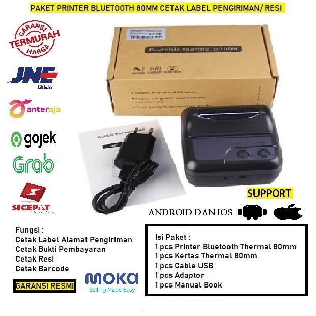 

BLUETOOTH PRINTER RESI / LABEL PENGIRIMAN / RECEIPT STICKER LABEL 80MM