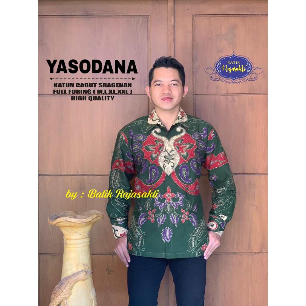 YASODANA Kemeja Batik Pria Lengan Panjang Katun Halus FULL FURING Rajasakti