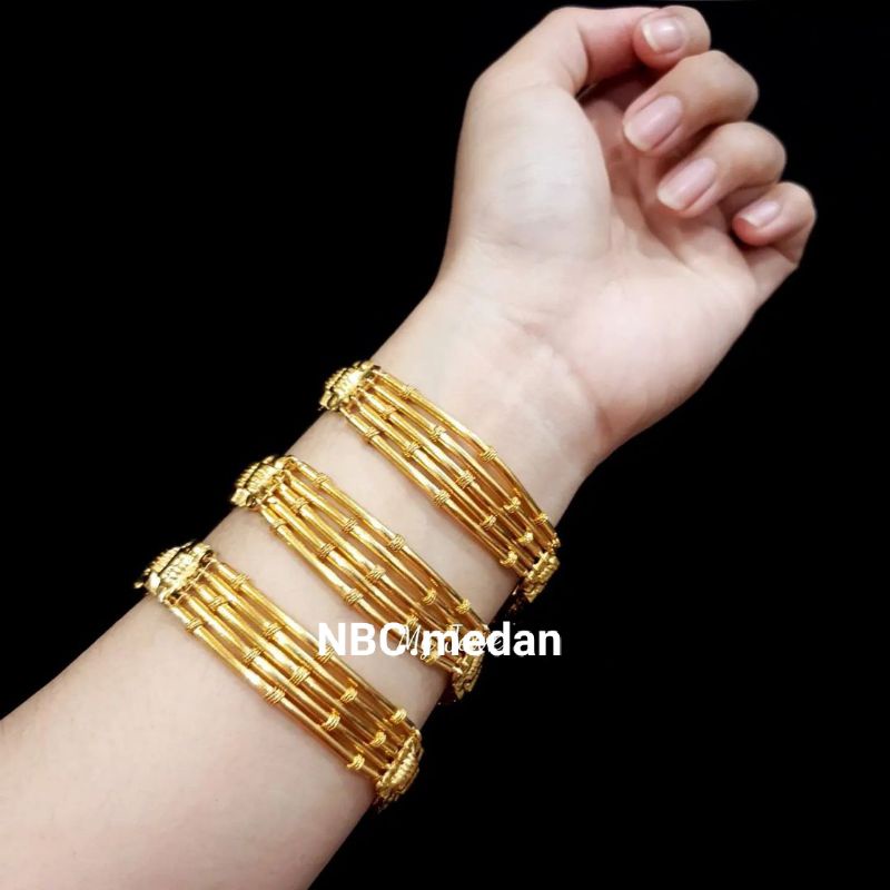 Gelang 5bambu  lapis emas 24k /replika, tahan lama,awet,persis seperti asli,tahan,cantik