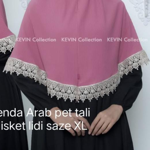 ➨ Hijab instan plisket renda Arab pet tali XL jilbab pasang KEVIN COLLECTION ♢