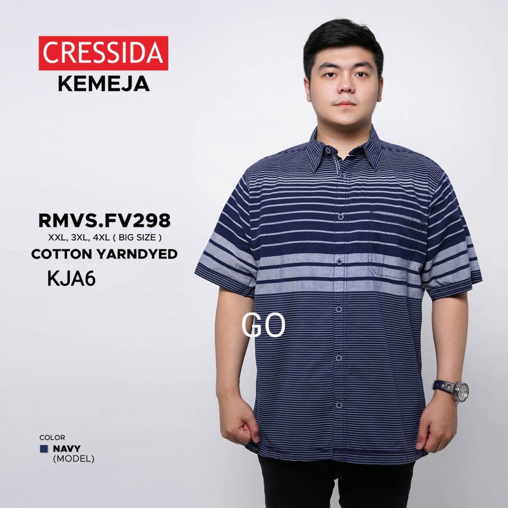 gof KJA CRESSIDA KEMEJA PRIA JUMBO Kemeja Casual Pakaian Pria Lengan Pendek