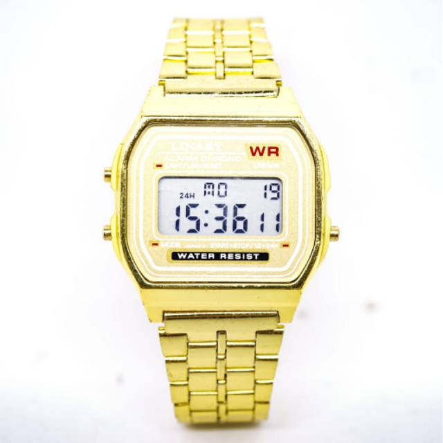 Jam Tangan Pria Wanita Fashion  Linary Kotak Tiga Tombol  Rantai Steel