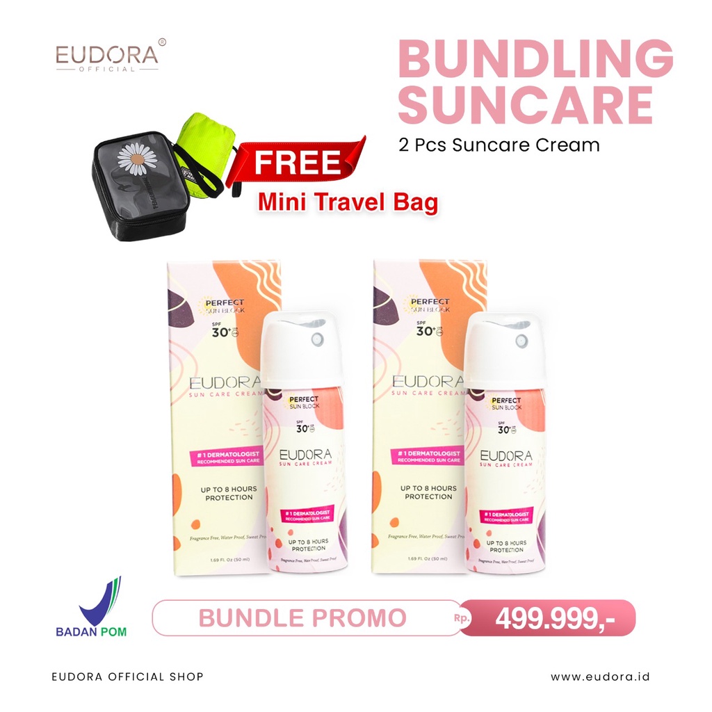 Eudora - BUNDLING PROMO 2 PCS Sun Care Cream SPF 30 Free Mini Travel Bag