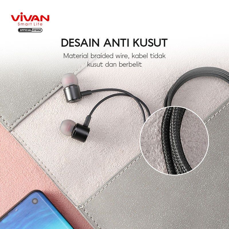 Headset VIVAN Q11s Earphone Bass In Ear Metal Wired Stereo AUX 3.5 mm Semua Type Smartphone - Garansi Resmi 1 Tahun