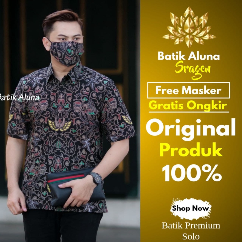 Aluna Batik Keris Original Pria Lengan Pendek Premium Reguler Lapis Furing Pekalongan Solo PD022