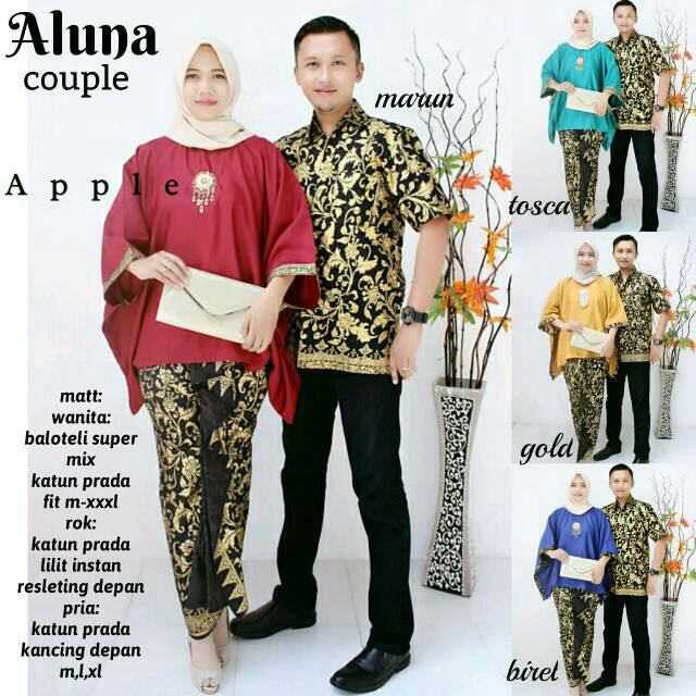 ALUNA BATIK COUPLE  SETELAN KEBAYA BUSANA MUSLIM  PAKAIAN  