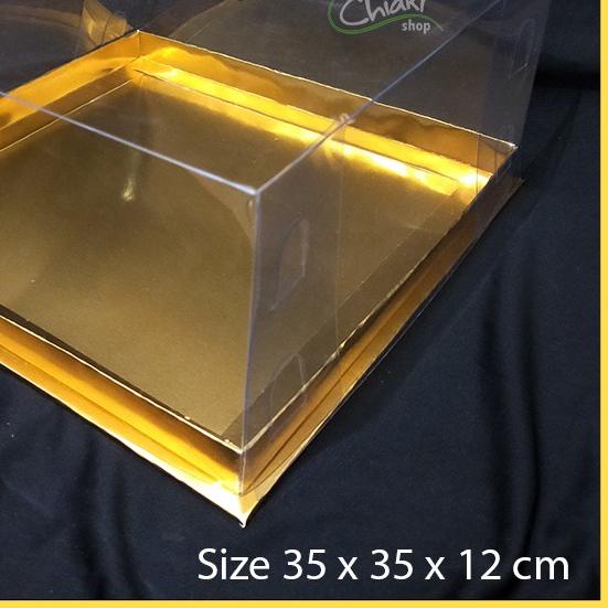 

➹ Box Mika GOLD Uk 35 x 35 x T. 12 cm / Cupcake isi 16 Cake Pudding Tart Dus Emas Karton Tebal CHIAKI ♦