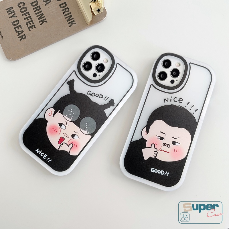 IPHONE Couple Kartun Soft Tpu Phone Case Kompatibel Untuk Iphone14 11 13 12 Pro Max 6s 6plus7 8 Plus XS Max X XR SE 2020sarung Belakang Shockproof Anak Laki-Laki Dan Perempuan Lucu