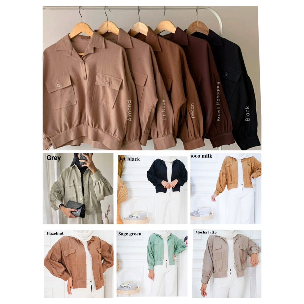 HUM - ZFS Jaket Linen Crop Basic / Busan Linen Jacket / Jaket Wanita Terbaru