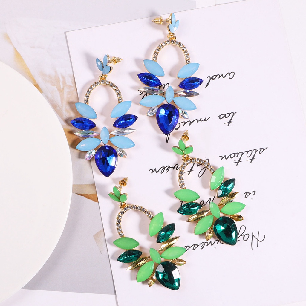 Hu Hu Hu Hu Hu Alat Bantu Pasang Kacamata♡ 1 Pasang Anting Stud Berlian Imitasi Bentuk Tetesan Air Warna Permen Untuk Wanita