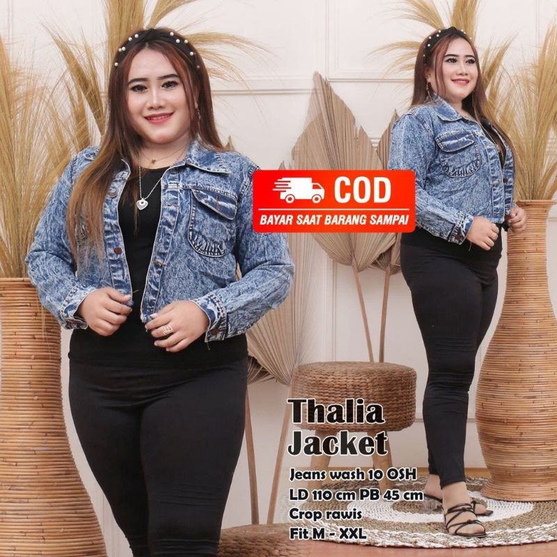 JAKET JEANS WANITA JACKET CROP RAWIS JUMBO LD 110