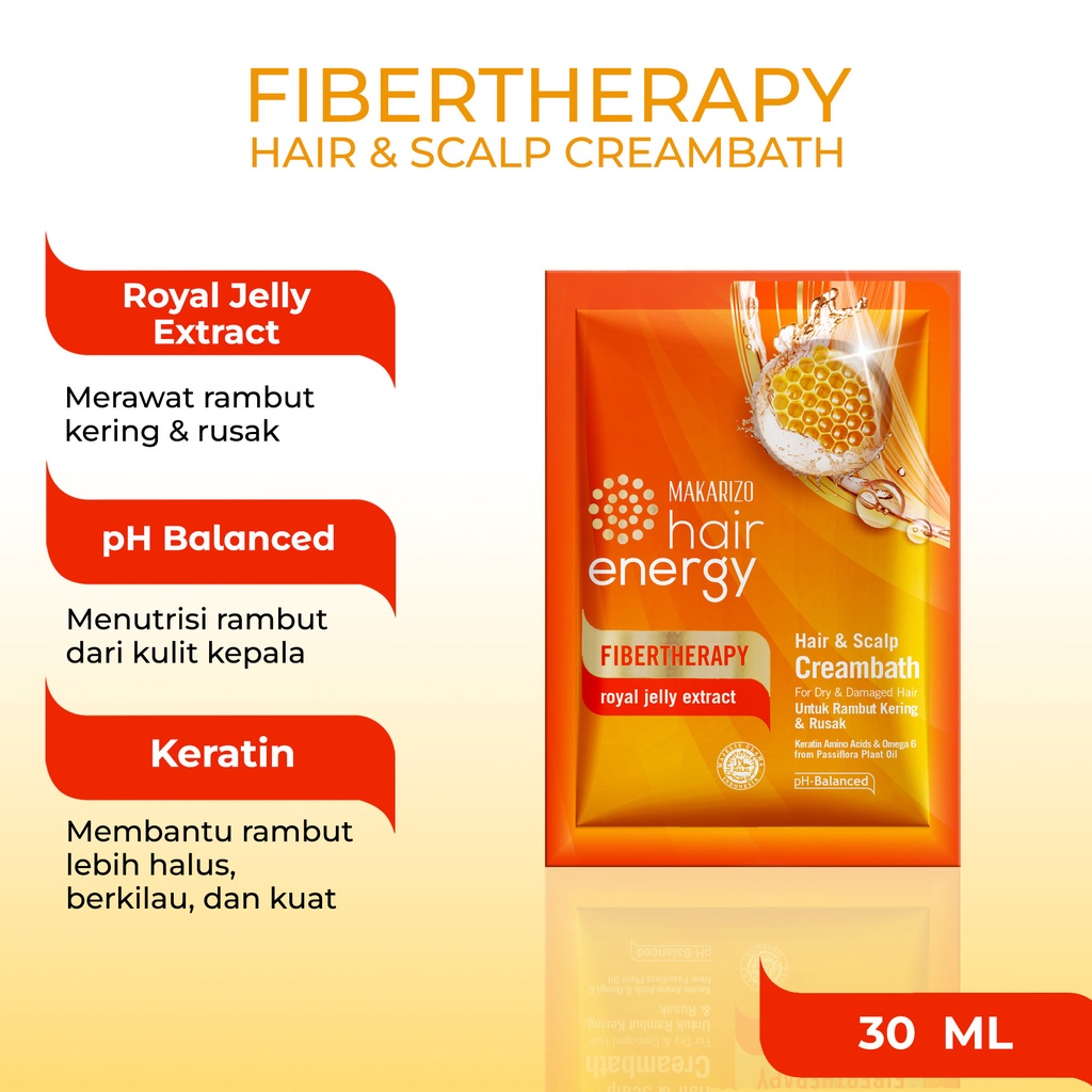 PAKET ISI 12 - Makarizo Hair Energy Fibertherapy Hair & Scalp Creambath Royal Jelly 30 gr-1