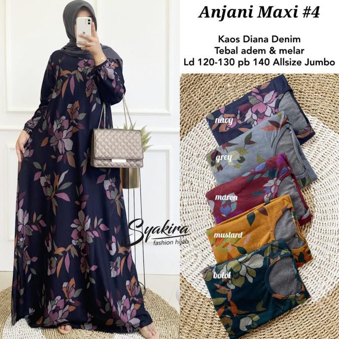 ORDER-KIRIM NEW ANJANI JUMBO MAXY TERBARU GAMIS JUMBO BAHAN KAOS DENIM TEBAL ADEM