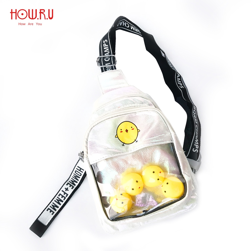 HOW.R.U | Tas Pinggang Hologram / Waist Bag Include Squisy Bebek 01204