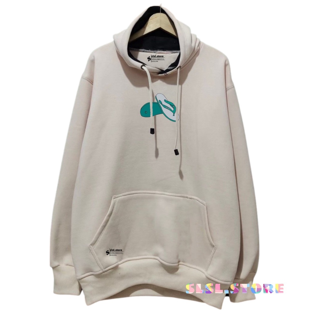 Sweater Hoodie Pria Dan Wanita Ukuran Jumbo Oversize Bahan Katun Flece Tebal Warna Cream Sendal Swallow Switer Hodi Unik Terbaru Kota Bandung Bisa COD Sweter Lucu Premium Brand Lokal