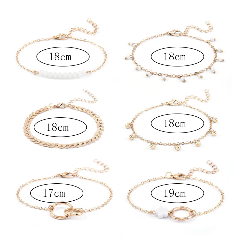 【COD Tangding】6pcs/set Geometric Leaf Beaded Bracelet Fashion Accessories Jewelry