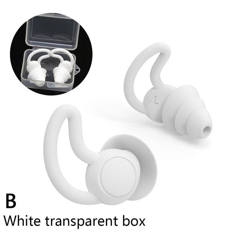 1 Pasang Earplug Kedap Suara Anti Air Kualitas Tinggi Untuk Diving / Tidur I4V8-white One-size