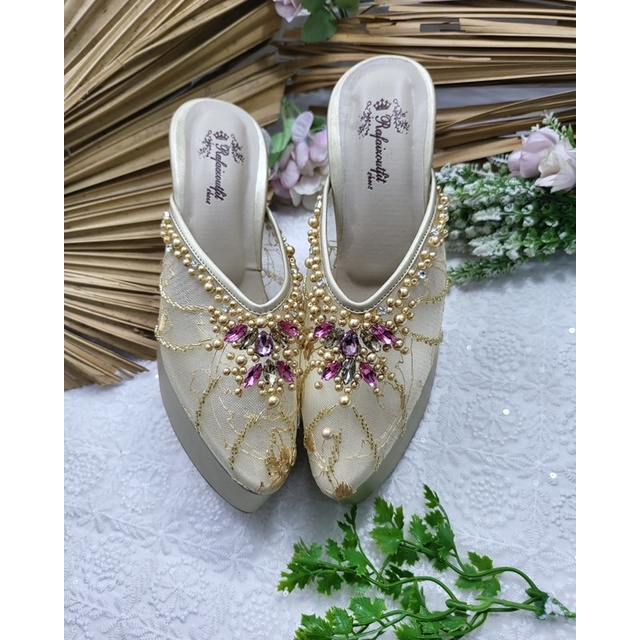 sepatu wedding asiyfa gold tinggi 12cm