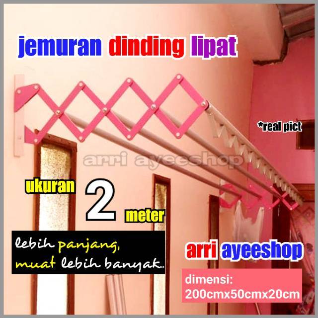 Jemuran Dinding Lipat 2 Meter Dengan Cantolan Hanger Gantungan Baju Besar Jumbo 200cm Pusat Shopee Indonesia