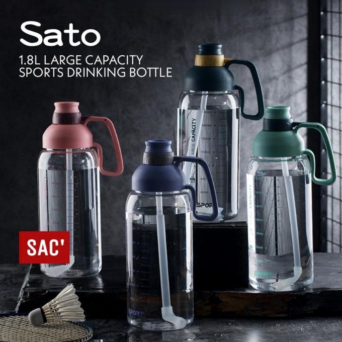 SATO 1.8L Sports Water Bottle Botol Air Minum Sedotan BPA-free Tumbler