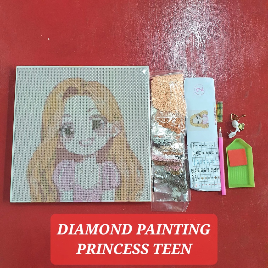 5D DIAMOND PAINTING PRINCESS CRYSTAL + FRAME MAINAN EDUKASI MOTORIK MONTESORI ANAK KRISTAL KERAJINAN KETERAMPILAN ANAK