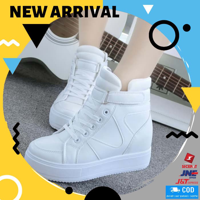 SEPATU BOOTS WANITA SEPATU WANITA BOOTS WEDGES SEPATU BOOTS CEWEK MD54 PUTIH CS122