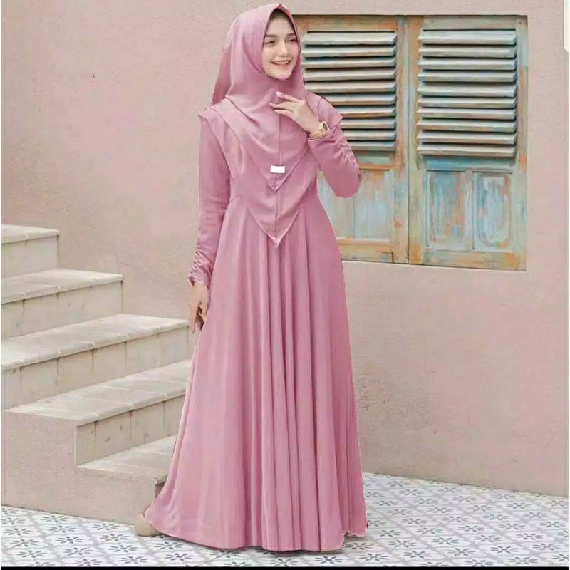 GAMIS SYARI JUMBO JILBAB 2 LAYER UKURAN M L XL XXL XXXL SET MURAH BUSUI POLOS DRESS GAMIS PESTA TERBARU BERKUALITAS PREMIUM PLUS KHIMAR KEKINIAN BAJU GAMIS PESTA BISA SERAGAMAN BIG SIZE TERLARIS LEBARAN FASHION MUSLIM GAMIS KONDANGAN  ( MAYRA SYAR'I)