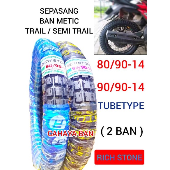 promo sepasang 2 ban motor matic trail 80/90-14 dan 90/90-14 ban trail metik ring 14 ban beat vario 