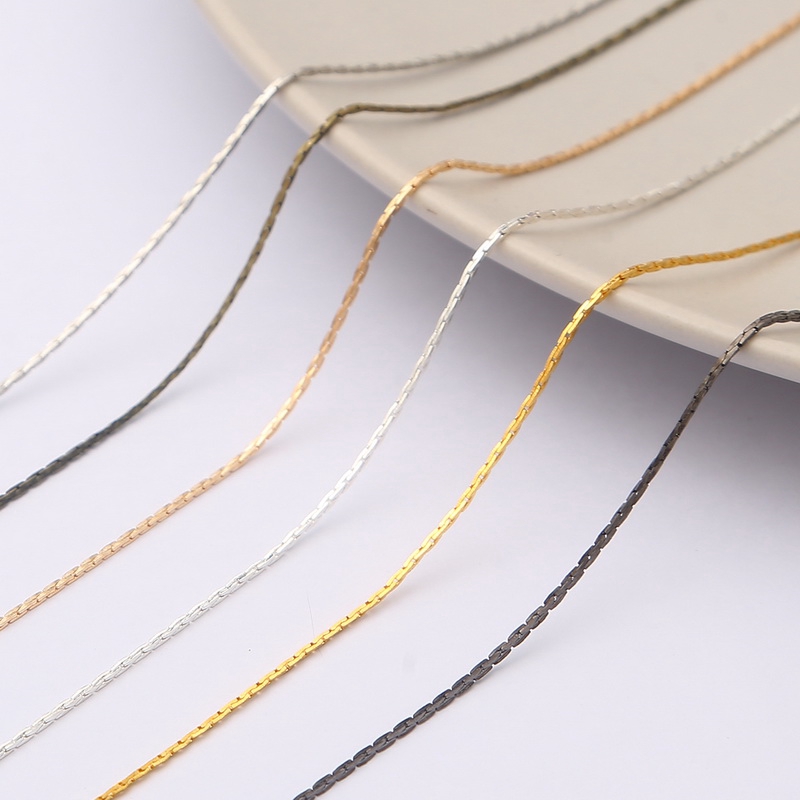 Rantai Kalung Bahan Tembaga Ukuran 1m 0.8mm Untuk Aksesoris Perhiasan